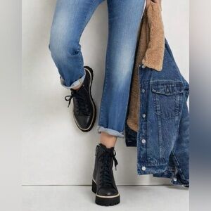 Anthropologie ALL BLACK- FLATFORM CAMPER ANKLE BOOTS. EUC